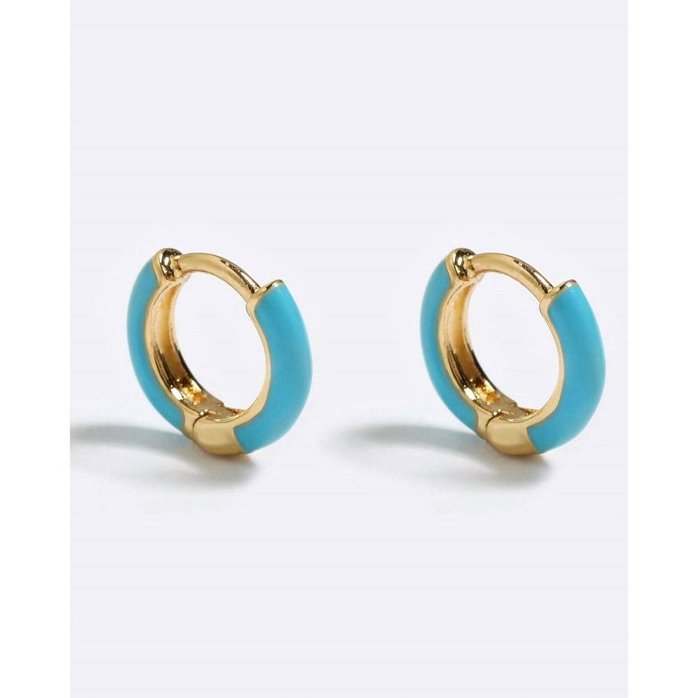 NEW EMMA PILLS women's mini enamel huggies earrings in ocean glo